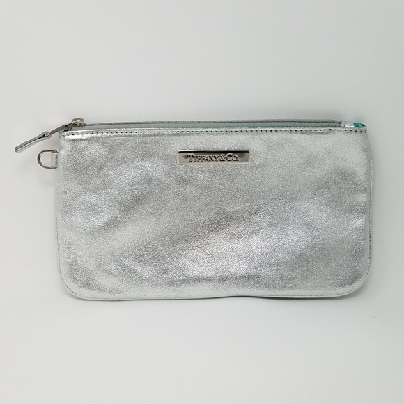 Tiffany & Co. Handbags - Tiffany & Co silver leather pouch 9×5 brand new